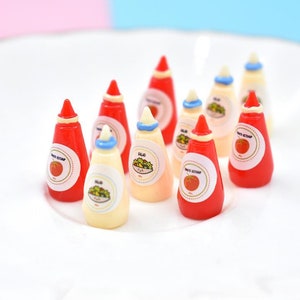10/20/50pcs Ketchup Salad Dressing Bottle Cabochon Cabs Decoration For Phone Case Flat Back Assorted Button Beads Hair Accessories Earring