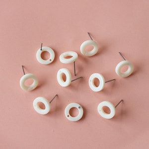 10PCS White Resin Stud With Hole Earrings hook Earring DIY Supplies Ear Wire