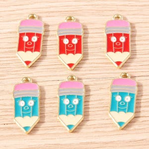 10 SZTUK Emotikony z kreskówek Enamel Charm, Kropla oleju Stop ołówek Wisiorek, DIY ręcznie robiony Kolczyk Naszyjnik Biżuteria Charms do tworzenia kolczyków Naszyjnik