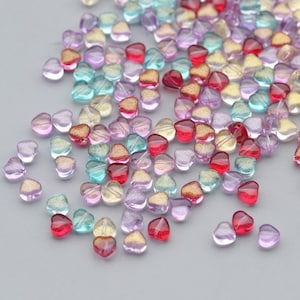 100PCS Czech Glass Tiny Heart Beads 6mm Glaze Beads Czech Small Tiny Charms Beads For Earring Necklace Bracelet