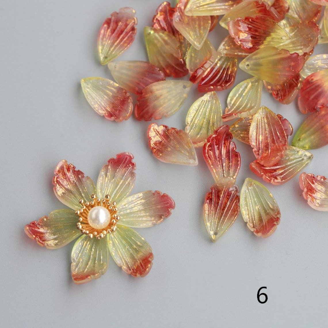 50PCS Czech Glass Lily Petal Beads Flower Petals Floral Glaze Etsy