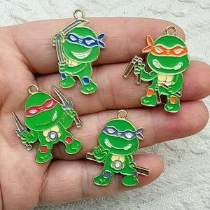 10PCS Cartoon anime Teenage Mutant Ninja Turtles Enamel Charms,Tiny Creative alloy DIY drip oil Pendant,Jewelry for Earring Necklace Making
