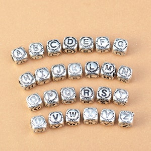 925 Sterling Silver Spacer Beads, Bracelet Spacer, Necklace Bead, Alphabet Bead,Silver Letter Bead, Bulk Spacer Beads,Jewelry Beads 6mm
