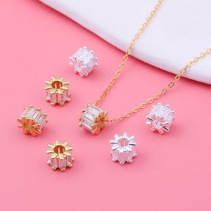 2PCS DIY handmade 925 silver accessories,Bracelet Spacer, Necklace Bead,Jewelry Beads,Beaded Bracelet Separate Bead Pendant