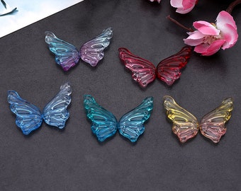 10pcs Glass Butterfly Cabochon Czech Crystal Cabochon Hair Accessory Cabs