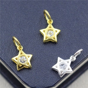 925 Sterling Silver Charms, Silver Zircon Star Charm Pendant, Earring Charms, Necklace Charms, Necklace Pendant, Jewelry Charms