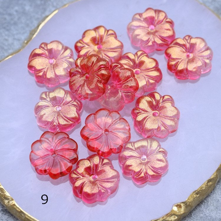 50PCS Multi Shape Czech Glass Flower Petal Beads Red Flower Etsy