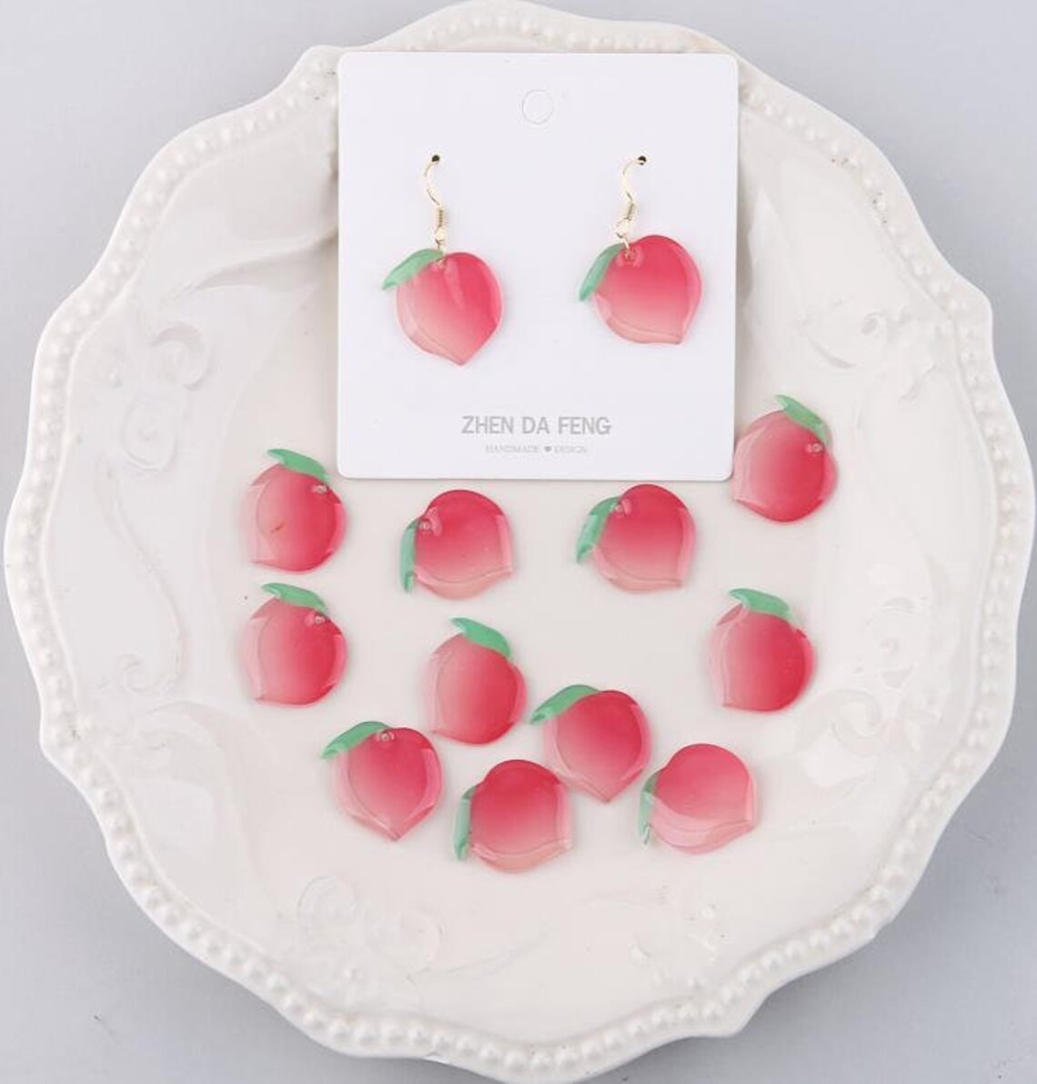 10PCS Resin Peach Charms Pink Resin Charm Fruit PendantPink Etsy