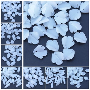50PCS Multi Shape Czech Glass Flower Petal Beads White Flower Petals Floral Glaze Beads Czech Petal Beads For Earring Necklace Bracelet