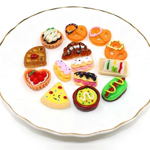 10/20/50pcs Hot Dog Pizza Muffin Cabochon Embellishments Cabs Decoration For Phone Case Flat Back Food Button Beads Hair Accessories Earring