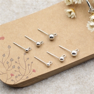 10pcs 925 Sterling Silver Earring Post With Loop, Ear Stud, Earring Stud ,Ear Post,Ear Findings