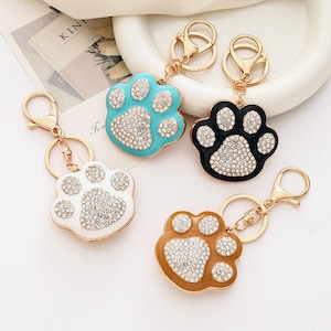 Inlaid with crystal Cartoon pet paws alloy keychain,exquisite creative small gifts,handmade car backpack mobile phone decorative pendants