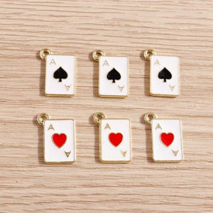 10 breloques en alliage goutte-à-goutte d'huile, pendentif coeur unique en forme de carte de poker, accessoires de bijoux DIY pour collier, boucles d'oreilles et pendentifs