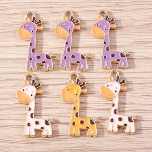 10 STKS Cartoon schattige giraffe emaille bedel, DIY handgemaakte infuus olie hanger, kleine creatieve charme, sieraden bedels voor oorbel ketting maken