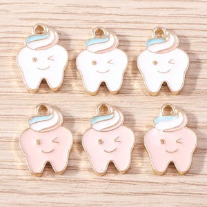 Pingentes de dentes de desenho animado de liga, pingentes de esmalte peculiares, achados de joias artesanais DIY, pingentes de gota criativos para suprimentos de artesanato de design de joias