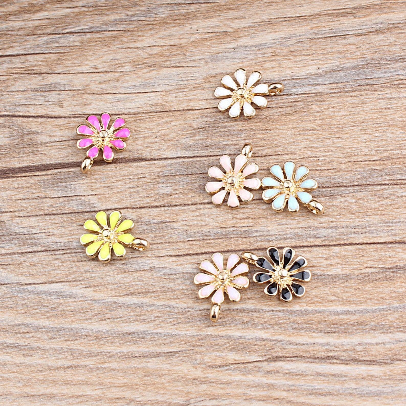 10PCS Daisy Enamel Charms Alloy Charm Pendant Flower Etsy