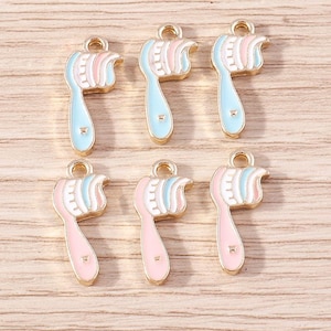 10PCS Stylish cartoon toothbrush Enamel Charms, Alloy Charm Pendant,Earring Charms,Tiny Charm, Jewelry Charms for Earring Necklace Making