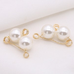 2pcs 14K Real Gold Plated Pearl Connector Charms,Nontarish Brass Connector,Earring Connector,Jewelry Connector,Necklace Pendant