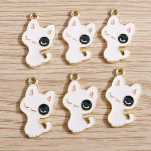 10 STKS Cartoon kat emaille bedel, DIY handgemaakte legering infuus olie hanger, kleine creatieve charme, sieraden bedels voor oorbel ketting maken