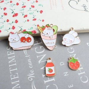 10PCS Enamel Charms,Alloy Charm Pendant, Earring Charms, Necklace Charms, Jewelry Charms,Cat Charms,Rabbit Charms