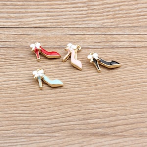 10 peças amuletos de esmalte para sapatos de salto alto, pingente de liga, amuletos pequenos, amuletos minúsculos, amuletos de joias para fazer brincos e colares