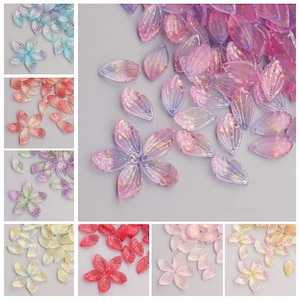 50PCS Czech Glass Flower Petal Beads 10x18 mm Flower Petals Floral Glaze Beads Czech Petal Tiny Charms Beads For Earring Necklace Bracelet