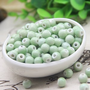 100PCS Ceramic  Beads, Light Green Beads,Jewelry Beads,Pottery Beads,Necklace Beads, Earring Beads
