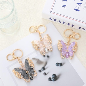 Mobile phone pendant Supplies,Inlaid with crystal butterfly KeyChain,alloy Key Chain Making,Creative car Charms Backpack Accessory