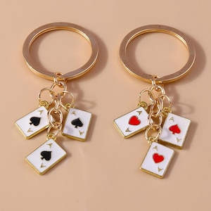 Suprimentos para chaveiros, chaveiro com argolas de corrente, fabricação de chaveiros, chaveiro com formato de coração para cartas de baralho, acessório para mochila e chaveiro