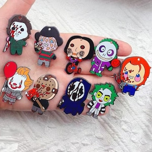 10/20PCS Halloween classic movie characters Charms,DIY handmade Resin Acrylic Charm Pendant,Tiny Creative Keychain for Jewelry Making