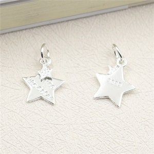 2/4/8/10 pcs 925 Sterling Silver Charms, Silver Star Charm Pendant, Earring Charms, Necklace Charms, Necklace Pendant,Jewelry Charms