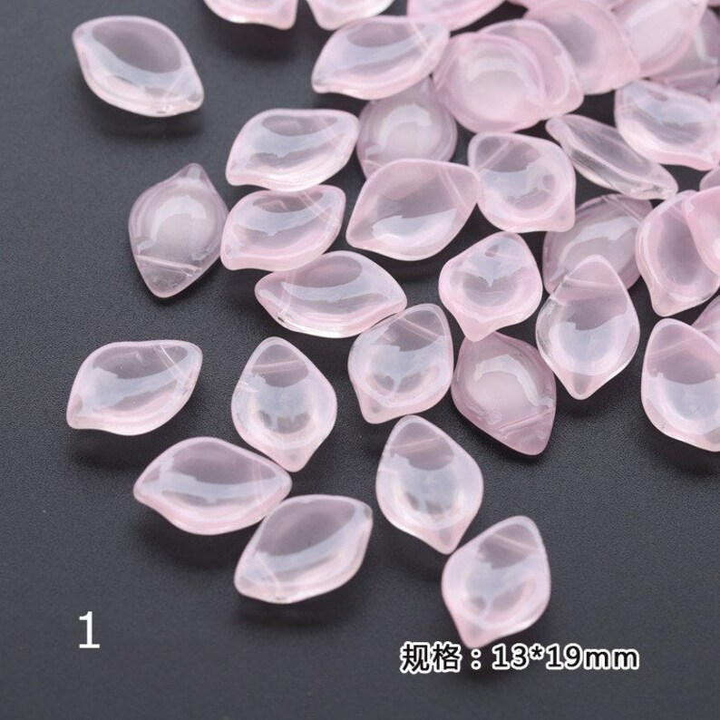 50PCS Czech Glass Flower Petal Beads 13x19 mm Flower Petals Floral Glaze Beads Czech Petal Tiny Charms Beads For Earring Necklace Bracelet