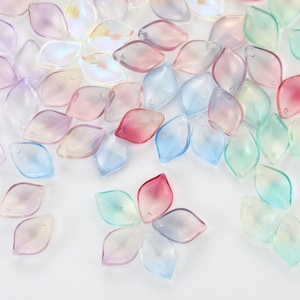 50PCS Glass Lily Petal Beads Flower Petals Floral Glaze Beads Czech Petal Tiny Charms Beads For Earring Necklace Bracelet