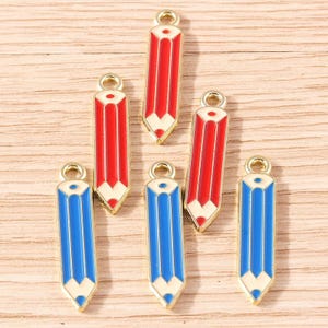 10 stks cartoon briefpapier potlood emaille bedel, doe-het-zelf handgemaakte infuus olie hanger, kleine creatieve charme, sieraden bedels voor oorbel ketting maken