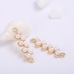 2pcs 14K Real Gold Plated Pearl Connector Charms,Nontarish Brass Connector,Earring Connector,Jewelry Connector,Necklace Pendant