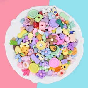 100pcs Mixed Cabochon Embellishments Flower DIY Decoration For Phone Case Flat Back Assorted Button Beads Hair Accessories