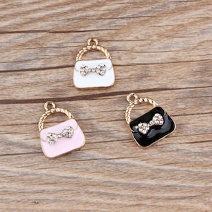 10PCS Handbag Enamel Charms, Alloy Charm Pendant, Bag lCharms, Small Charms, Tiny Charm, Jewelry Charms for Earring Necklace Making