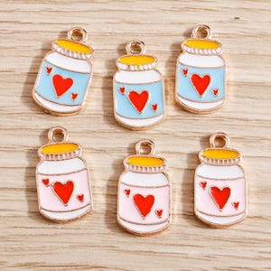 10 STKS Cartoon liefde babyfles emaille bedel, doe-het-zelf handgemaakte oliedruppelhanger, kleine creatieve charme, sieraden bedel voor oorbel ketting maken