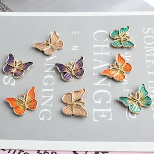 10PCS Enamel Butterfly Charms , Alloy Charm Pendant, Earring Charms, Necklace Charms, Jewelry Charms for Earring Necklace Making