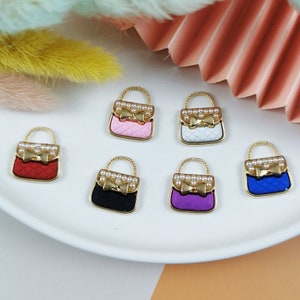 10 pièces breloques de sac en émail, pendentif à breloque en alliage cartable, breloque minuscule, petits breloques, breloques de bijoux pour la fabrication de collier de boucle d'oreille