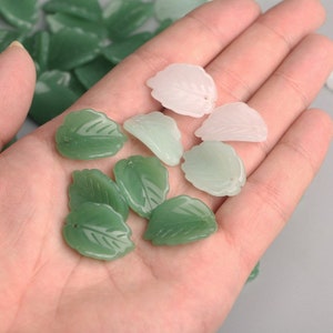 100PCS Czech Glass Leaf Beads 16x 22mm Green Leaf Glaze Beads Czech Charms Bead For Earring Necklace Bracelet