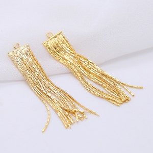 2pcs 14K Real Gold Plated Earring Charms,Ear Tassels,Nontarish Brass Charms,Earring Charm,Jewelry Charms,Jewelry Tassels