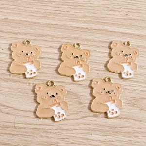 10 STKS Cartoon schattige kleine beer emaille bedel, legering druppelen olie bedel hanger, kleine bedel, ambachtelijke benodigdheden, sieraden bedel voor oorbel ketting maken