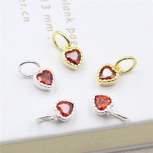 925 Sterling Silver Charms, Silver Zircon Tiny Heart Charm Pendant, Earring Charms, Necklace Charms, Necklace Pendant,Jewelry Charms