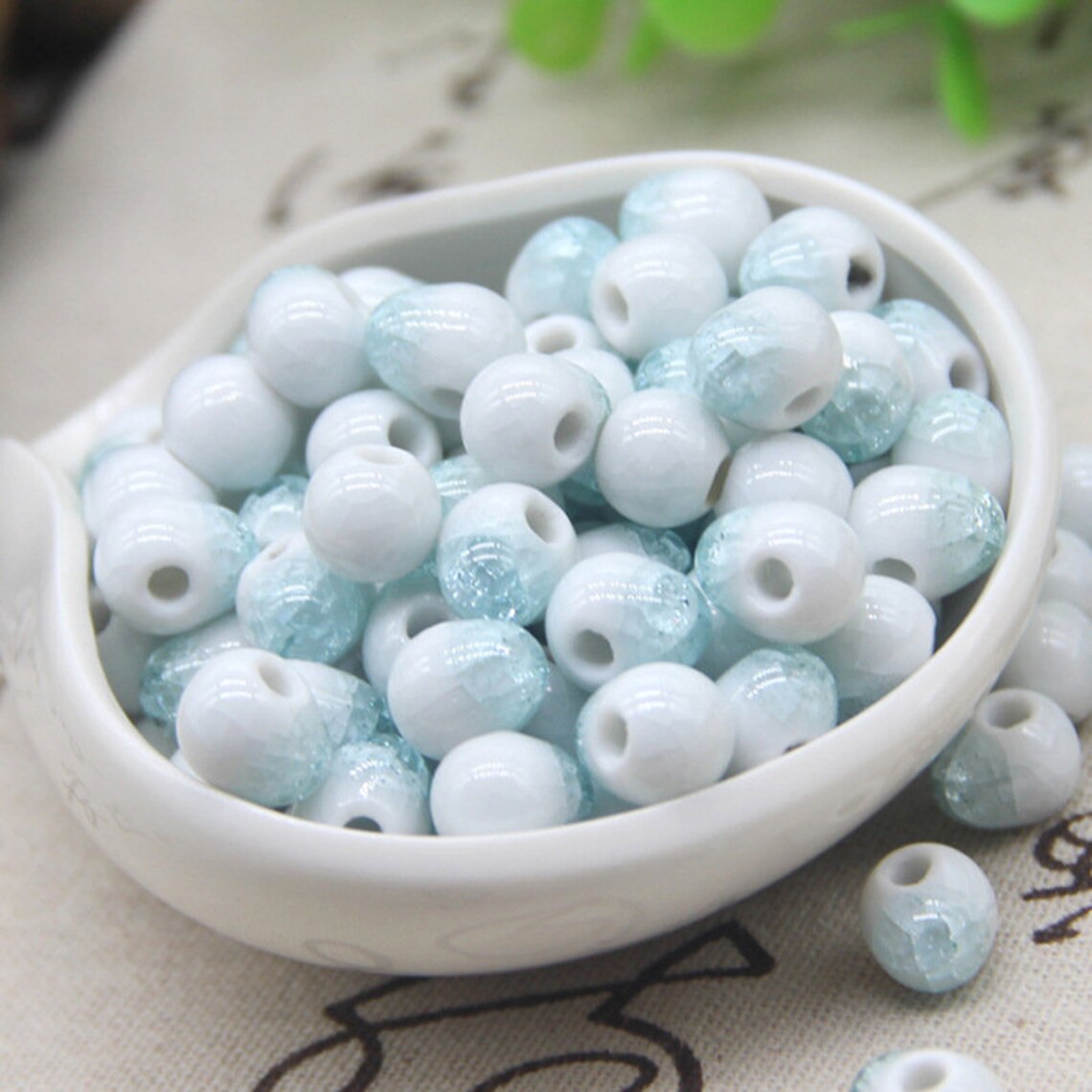 100PCS Ceramic Beads Blue Beadsjewelry Beadspottery Etsy