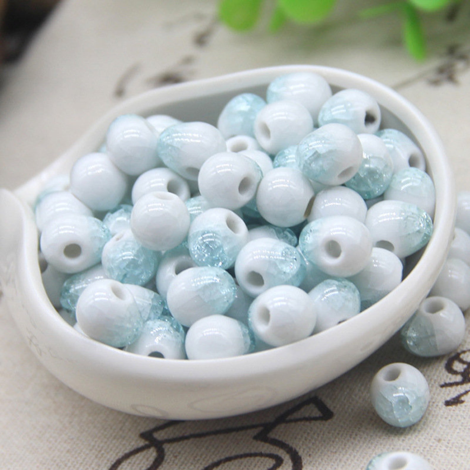 100PCS Ceramic Beads Blue Beadsjewelry Beadspottery Etsy