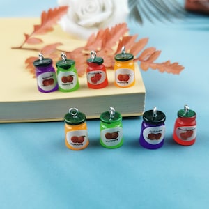 10/20 PCS Resin Canned Fruit Charms,Resin Charm Pendant,Jam jar Charms Accessories materials,Jewelry Charms for Earring Making