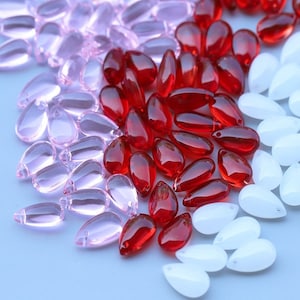 50PCS Glass Beads,Czech Glaze Beads,WaterDrop Charms Beads,Drop Czech Beads,Teadrop Beads for Earring Necklace Bracelet