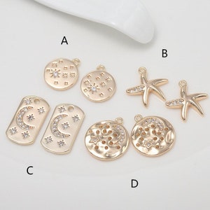 10pcs 14K Real Gold Plated  Charms,Golden Charm Pendant,Nontarish Brass Charms,Earring Charm,Jewelry Charms,Necklace Charm