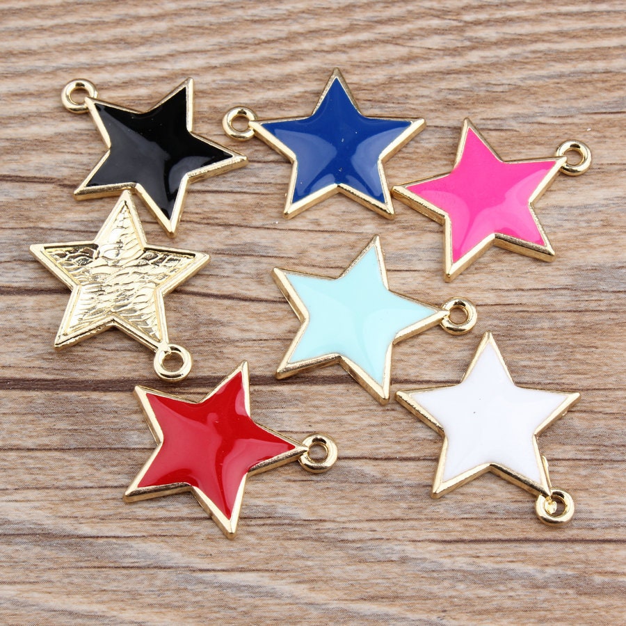 10 Tiny Enamel Star Charm For DIY Jewelry Making